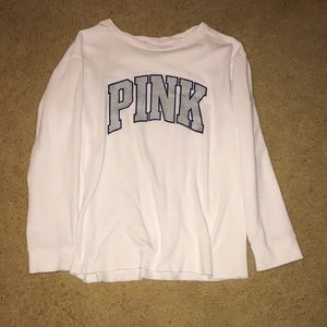 White pink glittered crew